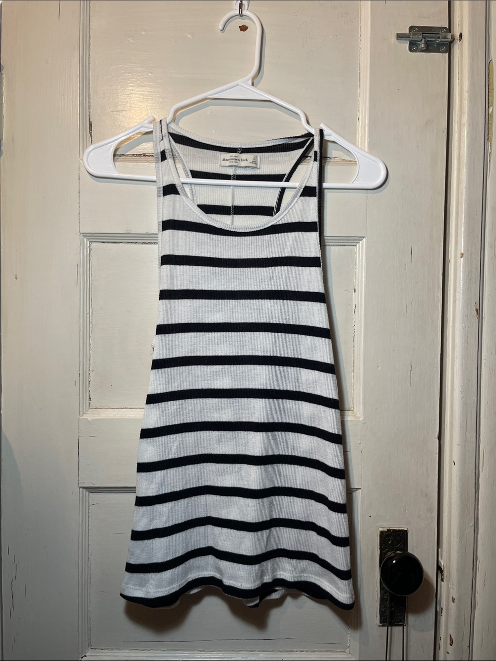 Abercrombie & Fitch White and Black Striped Racerback Tank